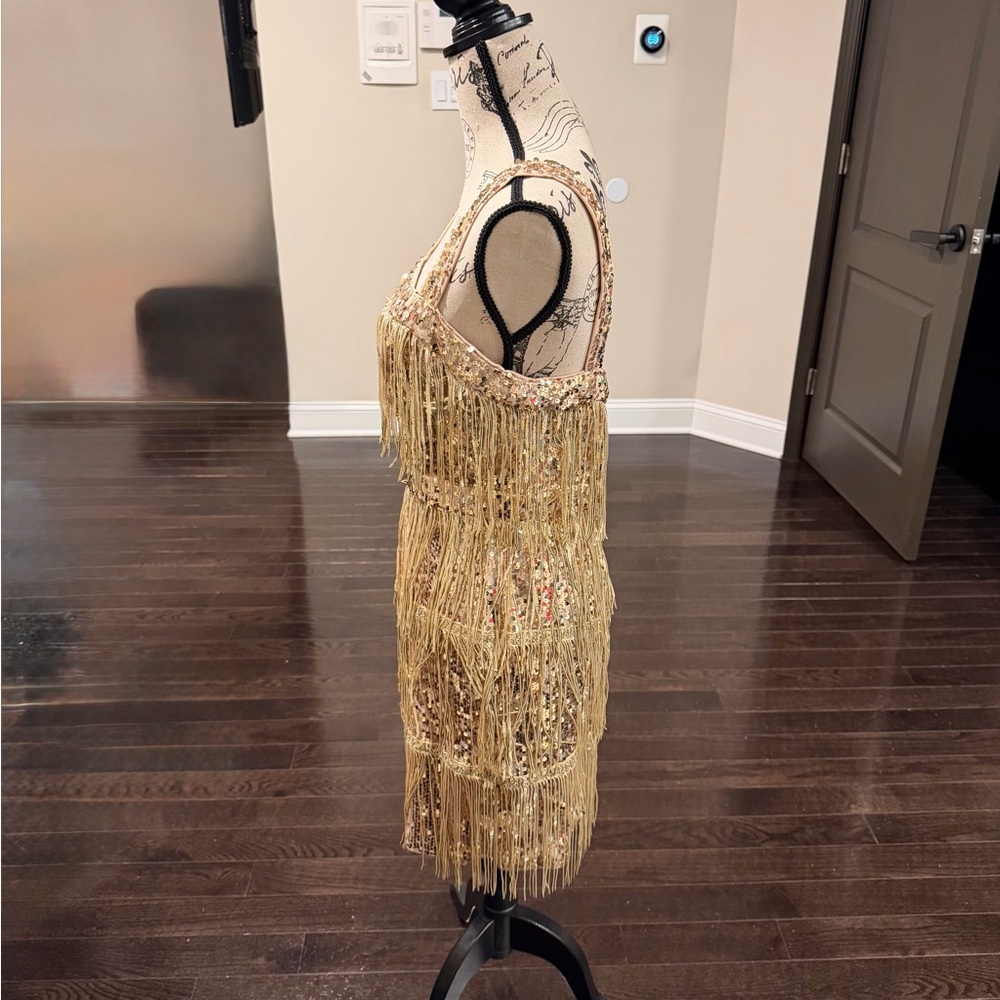 Elegant Gold Fringe Dress